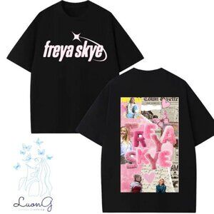 Freya Skye Official Merch T-Shirt - Y2K Aesthetic Black Graphic Tee with Pink Lo